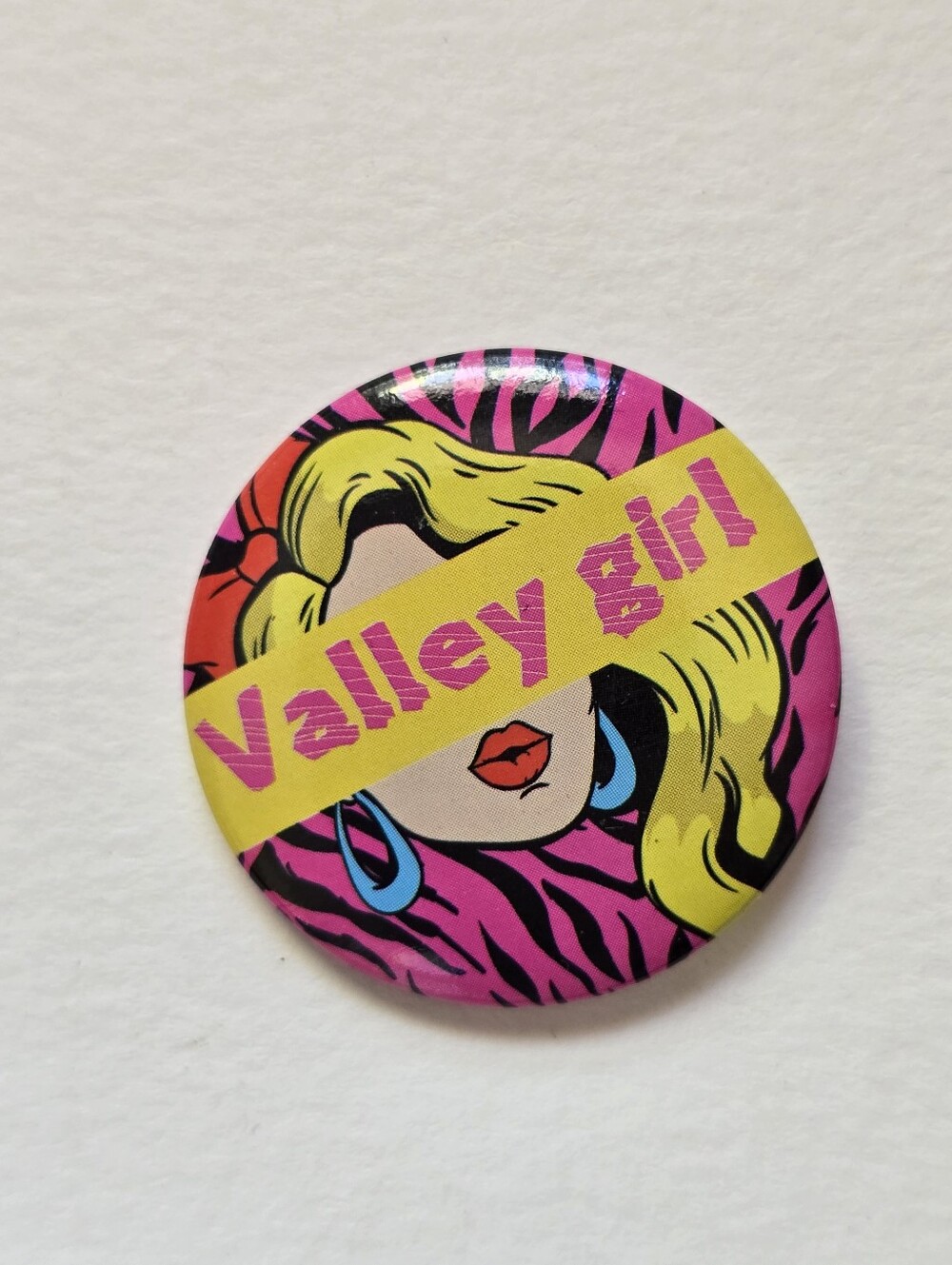 Valley Girl Pop Art Enamel Pin - Pink & Yellow